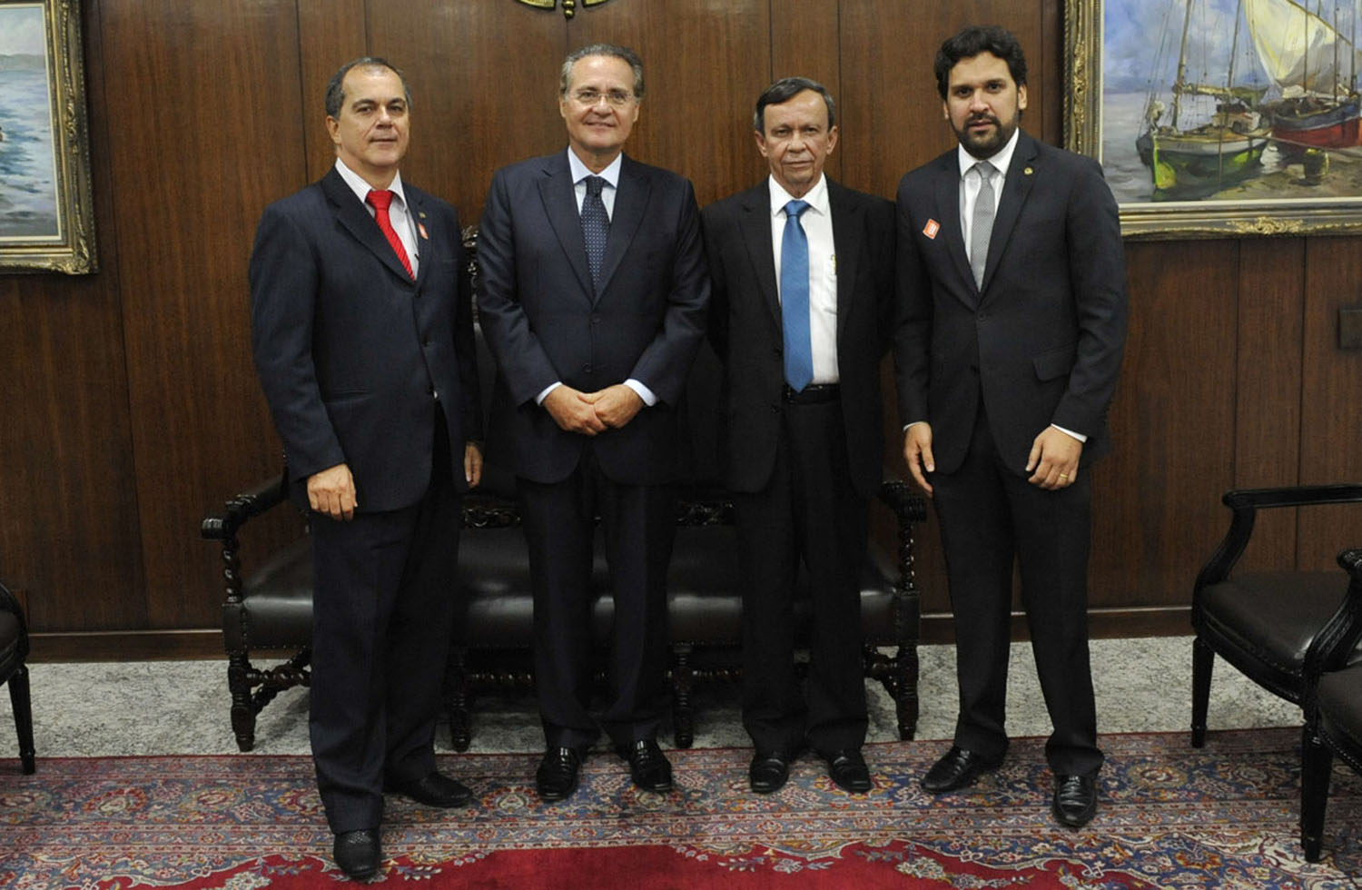 Deputados Luiz Dantas, Ronaldo Medeiros e Isnaldo Bulhões reunidos com o presidente do Senado Renan Calheiros.jpg