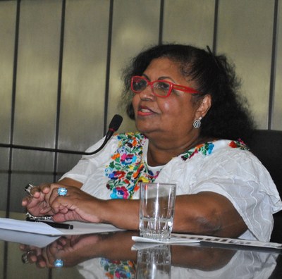 Representante do Conselho Estadual da Mulher, Maria Aparecida, durante sessão especial em comemoração ao Dia Internacional da Mulher.jpg