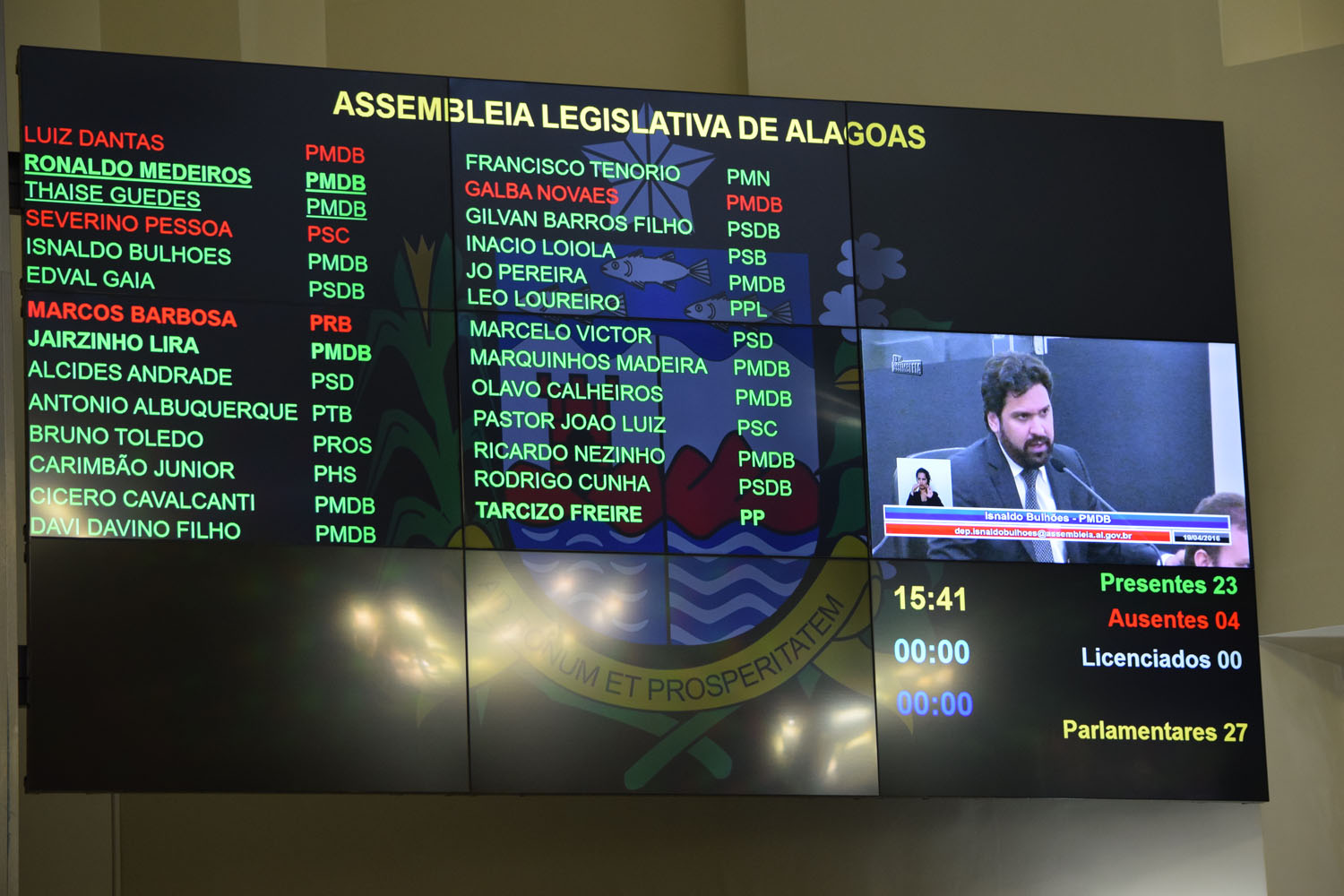 Painel contabiliza a presença de 23 deputados.JPG