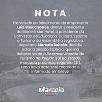 Adiada sessão especial que aconteceria na manhã desta segunda-feira, 21