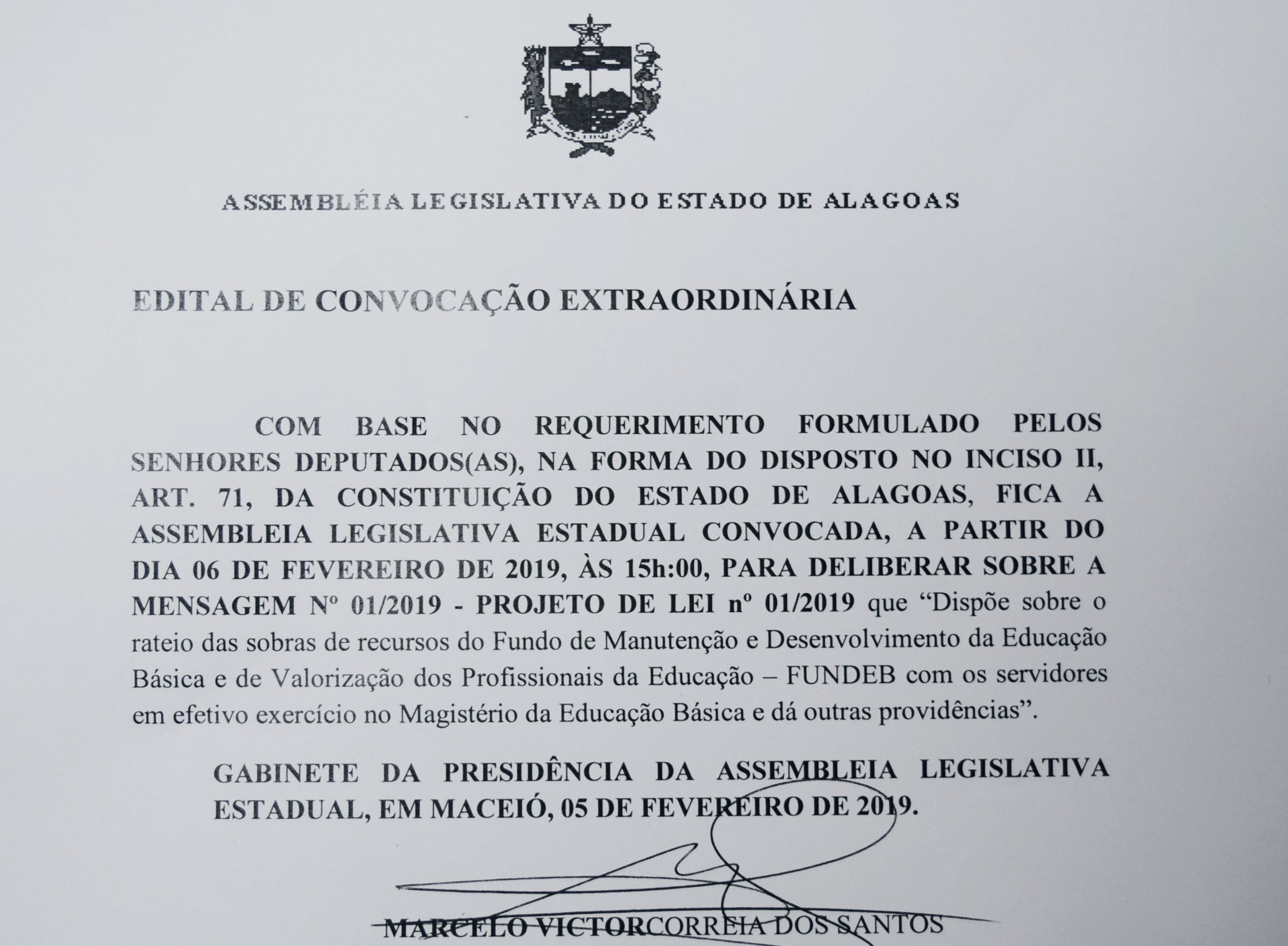 Assembleia faz sessão nesta quarta-feira para apreciar rateio do Fundeb