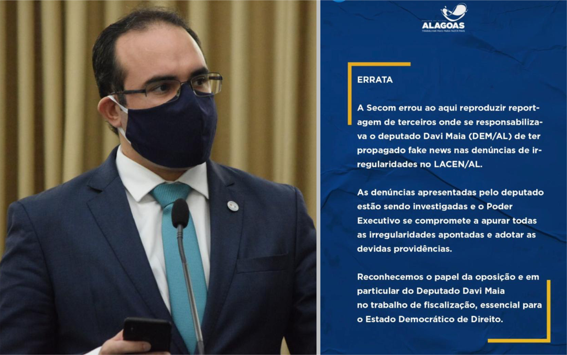 Davi Maia discursa sobre nota da Secom, que admite erro por responsabilizar parlamentar de propagar "fake news"