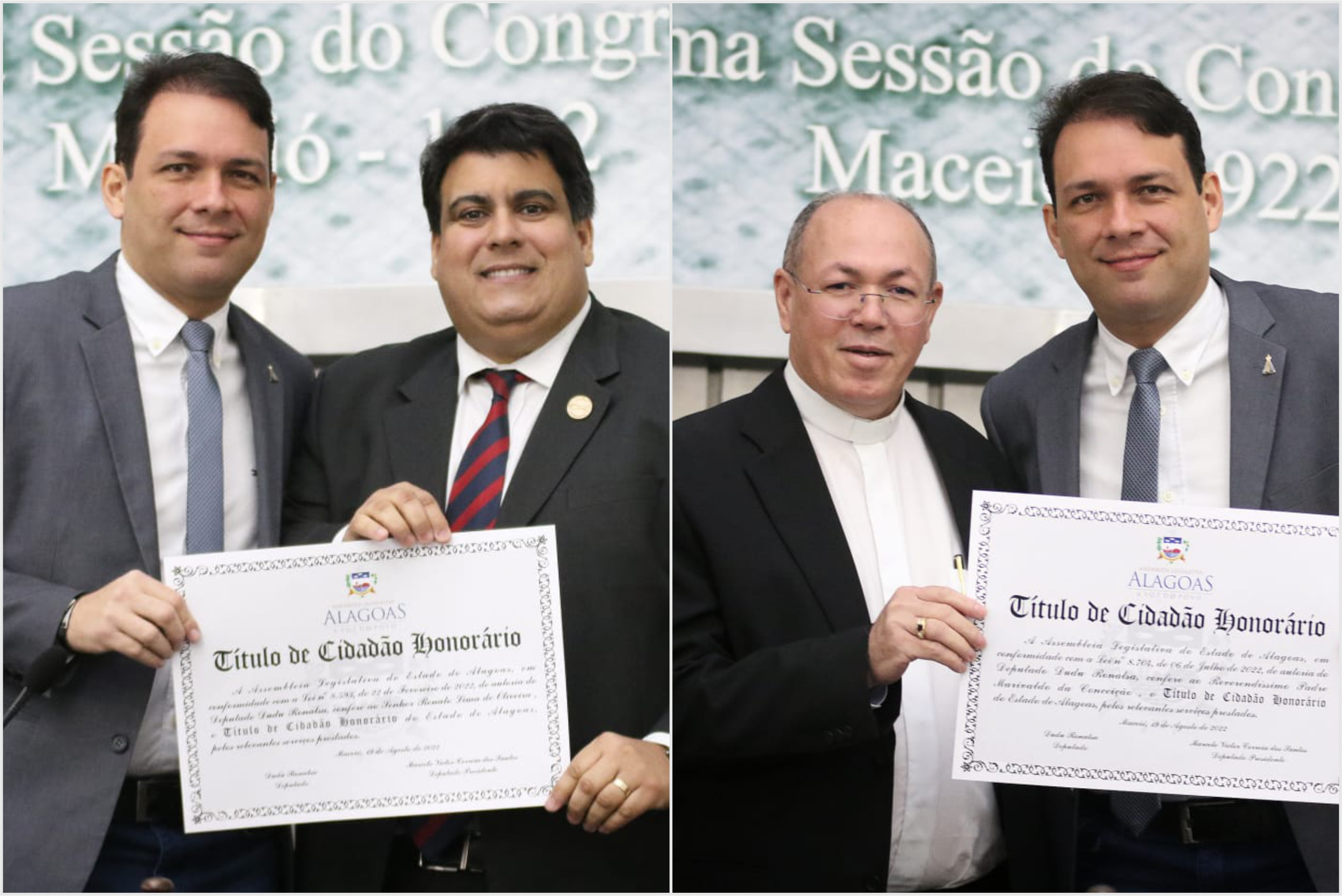 Jornalista carioca e padre sergipano recebem títulos de Cidadãos Honorários de Alagoas