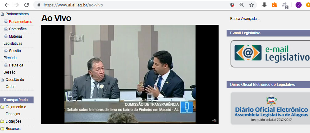 TV Assembleia está transmitindo, ao vivo, audiência no Senado que trata do bairro Pinheiro